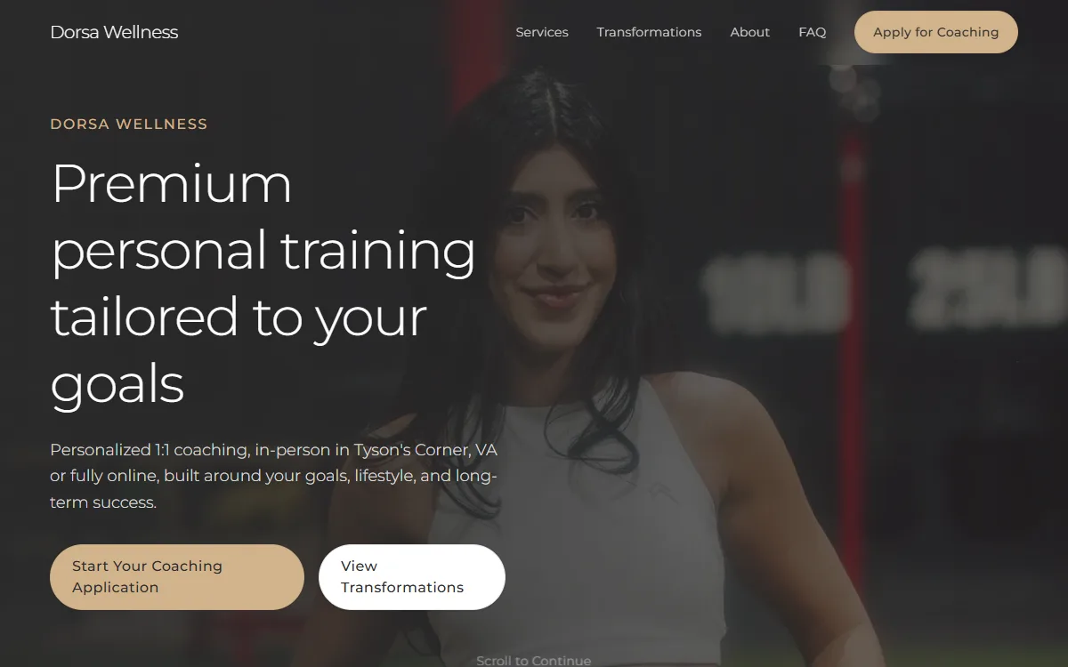 Dorsa Wellness clinic website homepage