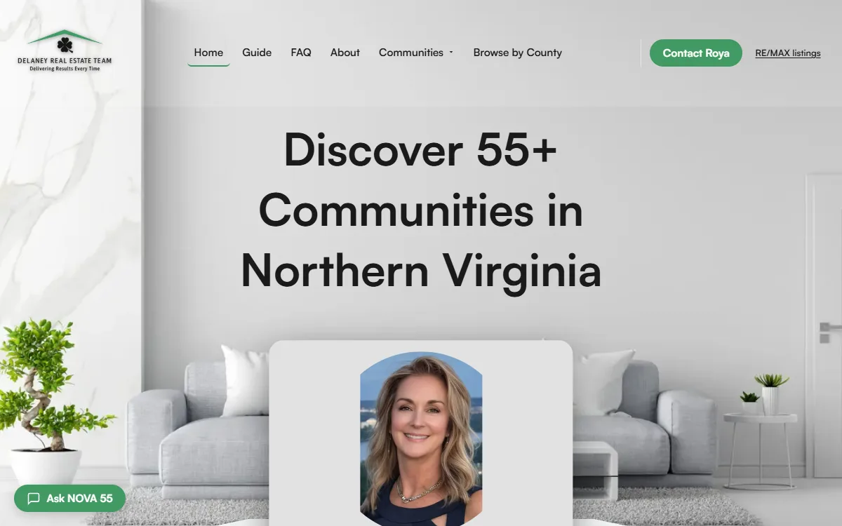 Nova55Homes real estate website homepage